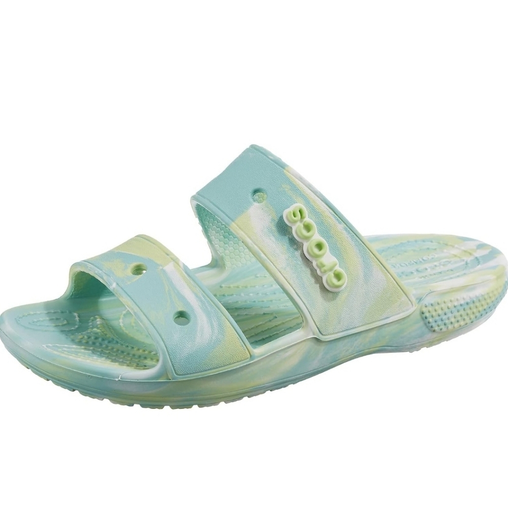 Crocs Unisex Classic Tie Dye Two-Strap Sandals Slide Color Pure Water/multi marb